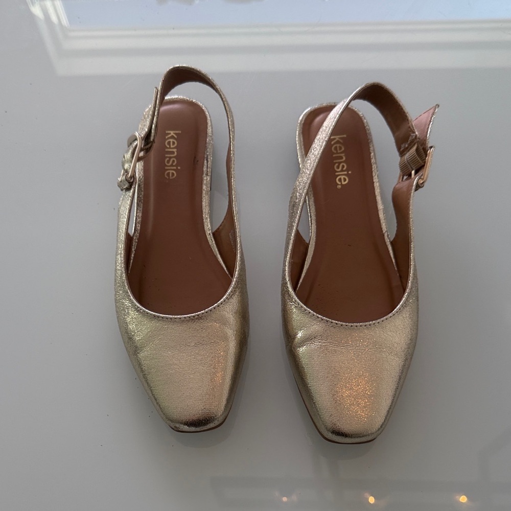 Kensie Metallic Gold Slingback Heels